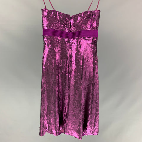 BADGLEY MISCHKA Size 0 Purple Silk Sequined Strapless Dress