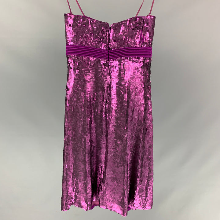 BADGLEY MISCHKA Size 0 Purple Silk Sequined Strapless Dress
