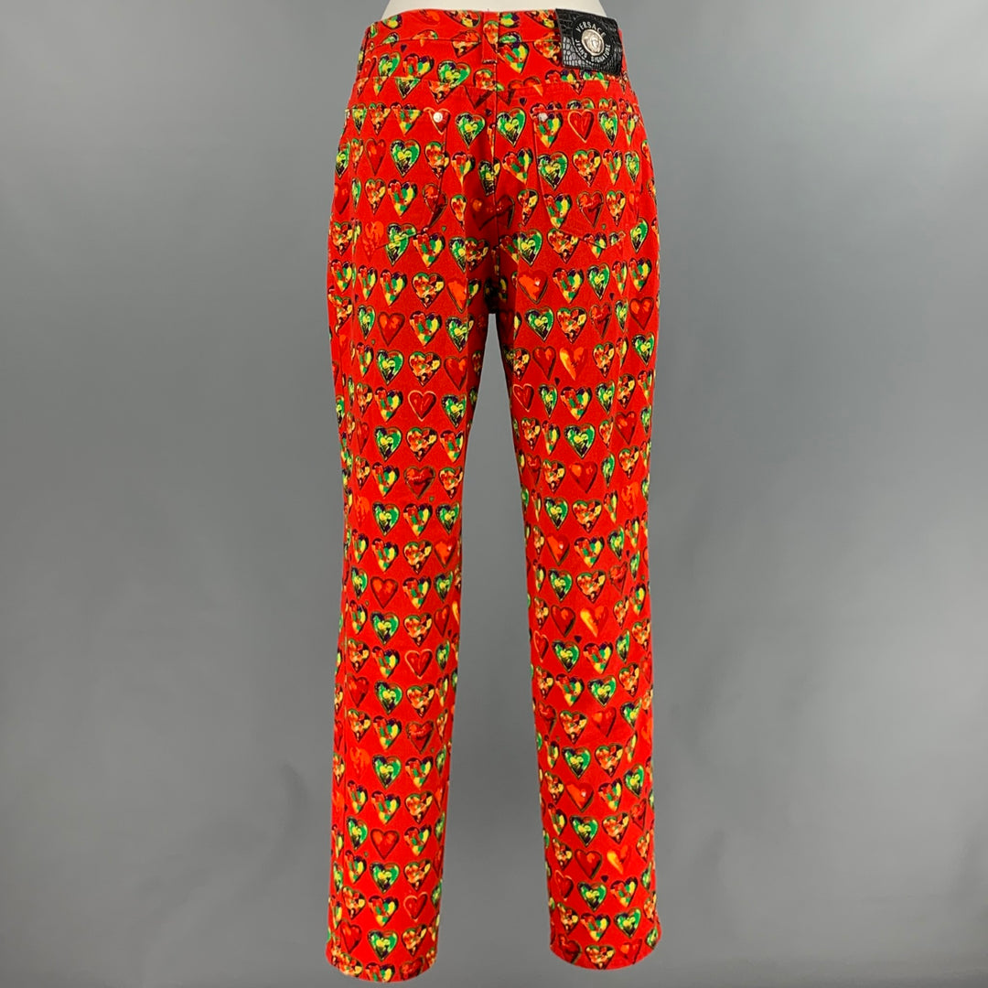 VERSACE JEANS COUTURE Talla 32 Rojo Verde Amarillo Algodón Jean Corte Pantalones Casuales