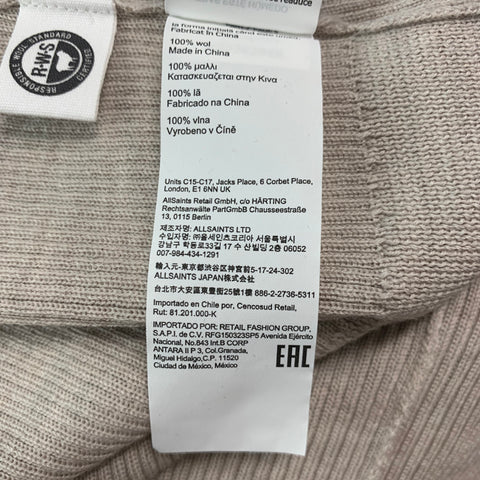 ALLSAINTS Size M Grey Ribbed Merino Wool Open Front Cardigan