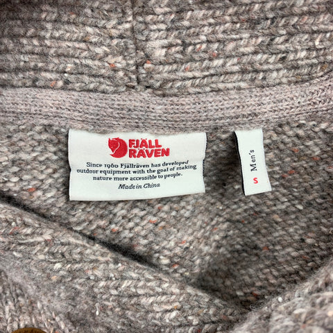 FJALLRAVEN Size S Taupe Heather Wool / Polyamide Shawl Collar Sweater