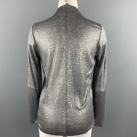 MAJESTIC FILATURES Taille S Veste ouverte en lin métallisé argenté