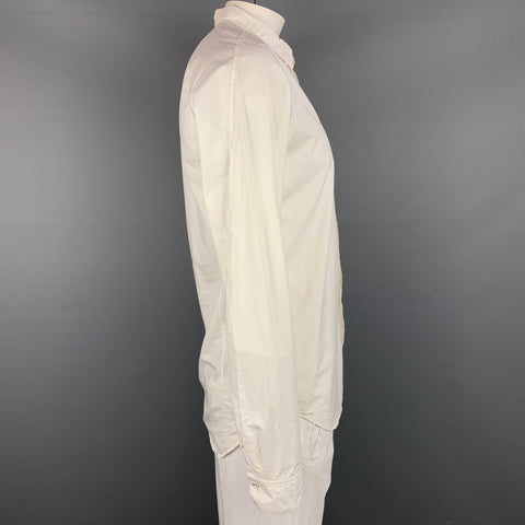 THE VIRIDI-ANNE Camisa de manga larga con botones ocultos de algodón blanco talla L