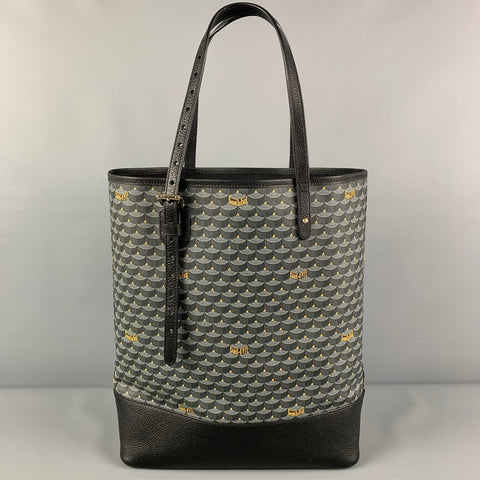 FAURE' LE PAGE Grey Black Coated Canvas Tote Bag