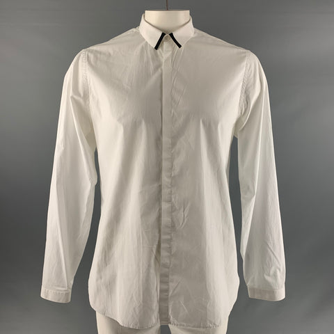 THE KOOPLES Size XL White Solid Cotton Button Up Long Sleeve Shirt