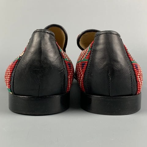 DONALD J PLINER Size 11.5 Red Beaded Leather Slip On Loafers