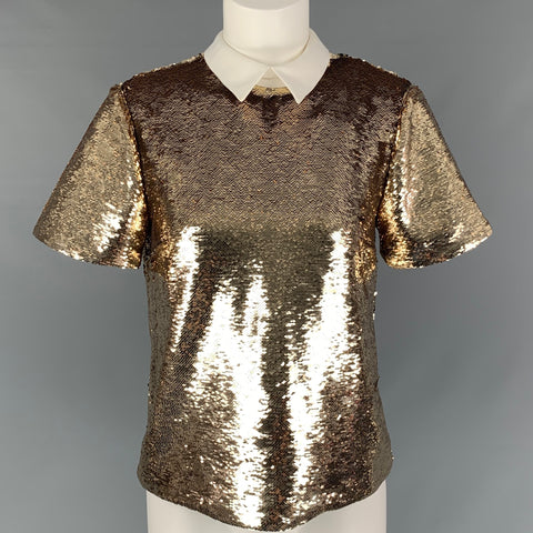 RACHEL ZOE Top de vestido de lentejuelas de poliéster dorado talla 2