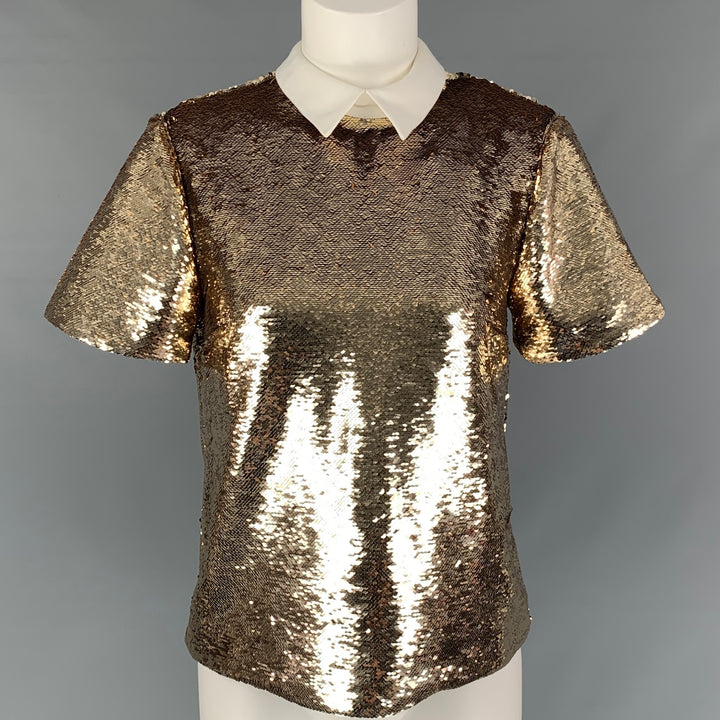 RACHEL ZOE Size 2 Gold Polyester Sequin Dress Top