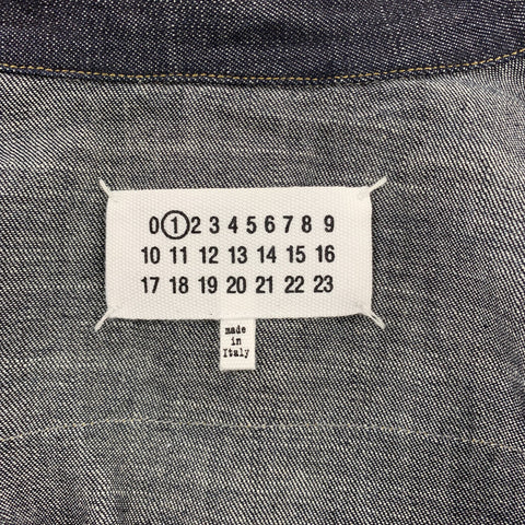 MAISON MARGIELA Size 0 Navy Denim Mesh Trim Oversized Shirt
