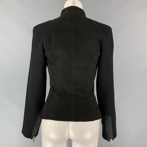 HAIDER ACKERMANN Talla 4 Chaqueta raglán asimétrica de mezcla de lana virgen negra