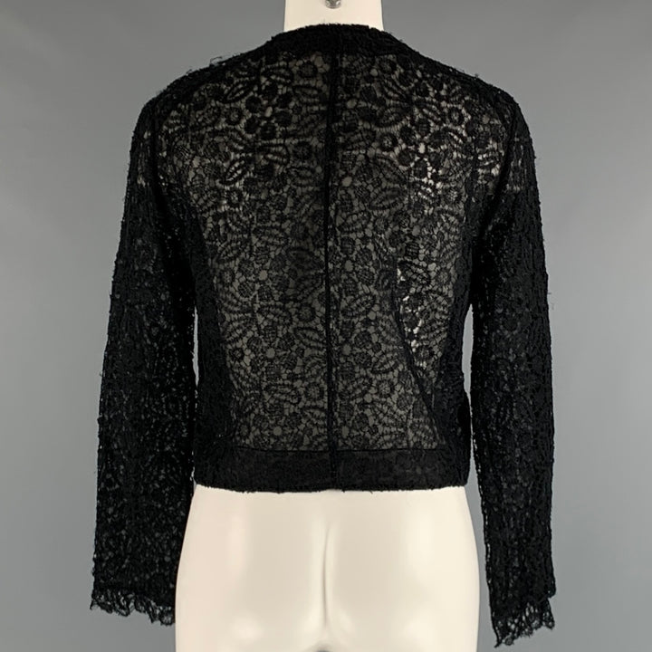 OLIVIER THEYSKENS Size 6 Black Lace Cropped Cardigan