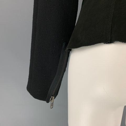 HAIDER ACKERMANN Talla 4 Chaqueta raglán asimétrica de mezcla de lana virgen negra