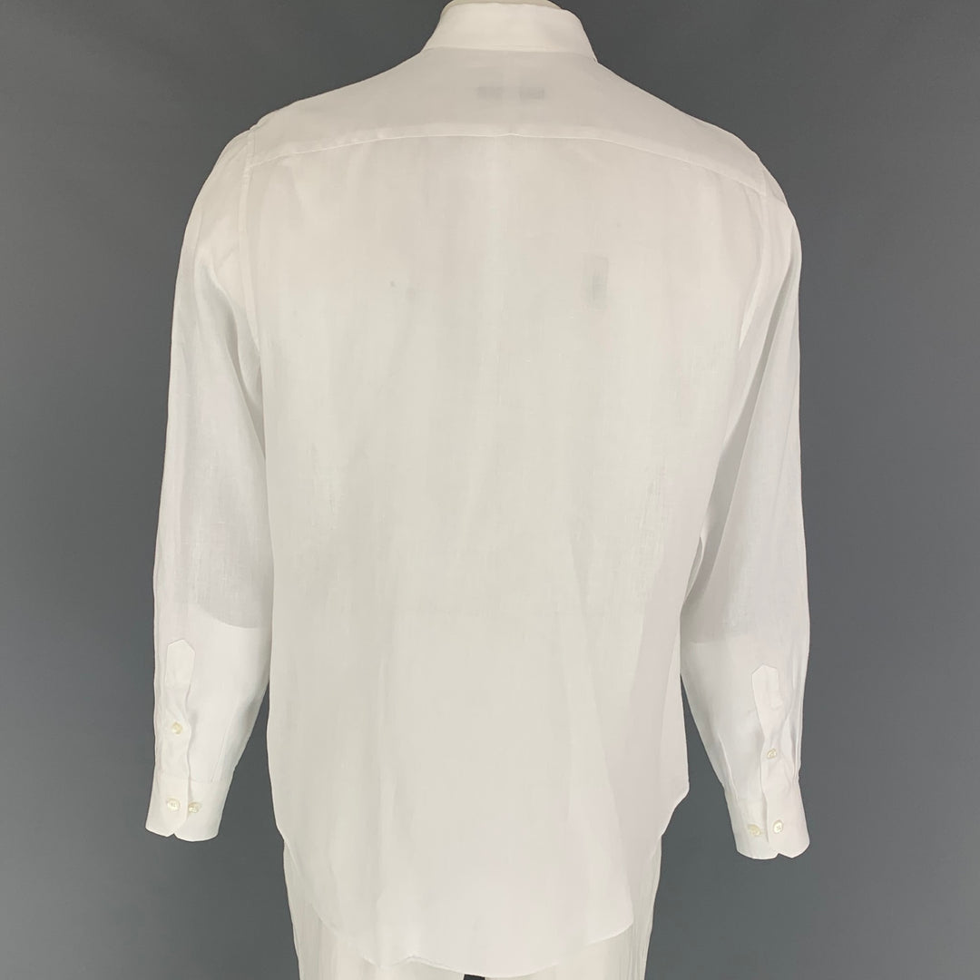 LOUIS VUITTON Size XL White Linen Button Up Long Sleeve Shirt