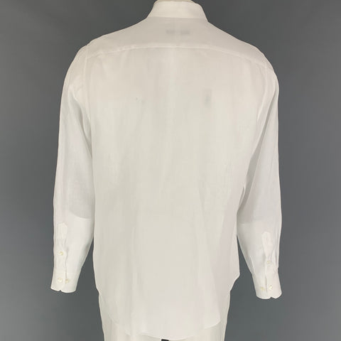 LOUIS VUITTON Size XL White Linen Button Up Long Sleeve Shirt