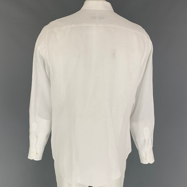 LOUIS VUITTON Size XL White Linen Button Up Long Sleeve Shirt