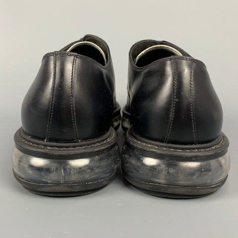 PRADA Size 9 Black & White Color Block Leather Lace Up Shoes