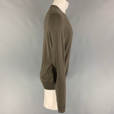 MAISON MARGIELA Size M Olive Knitted Cotton Crew-Neck Pullover