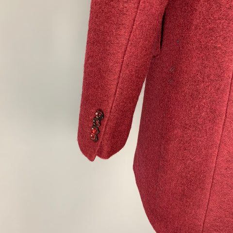 ALLESANDRO DELL' ACQUA Size 40 Burgundy Textured Wool Blend Coat