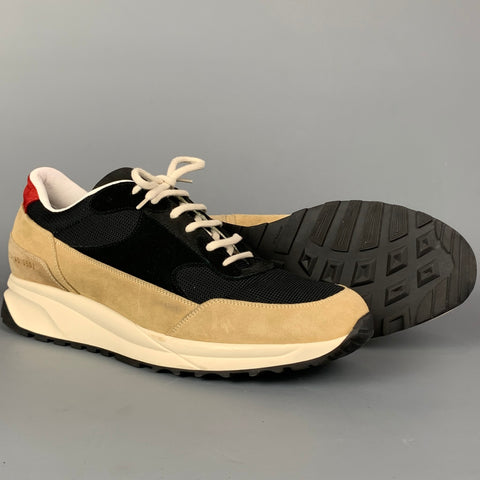 COMMON PROJECTS Size 12 Tan & Black Color Block Nylon Lace Up Sneakers