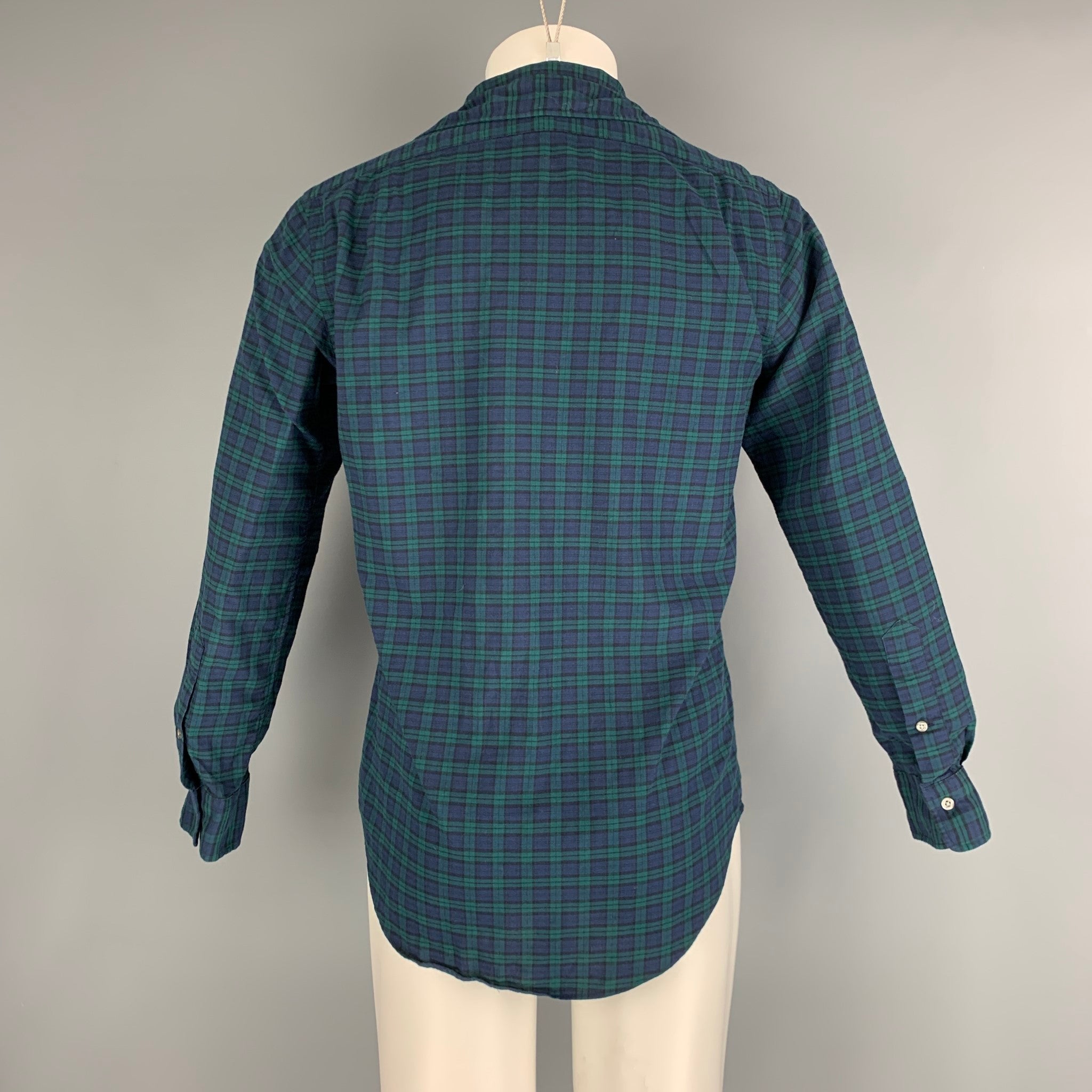 POLO by RALPH LAUREN Size S Navy Green Blackwatch Plaid Cotton Long Sleeve  Shirt