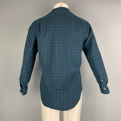 POLO by RALPH LAUREN Size S Navy Green Blackwatch Plaid Cotton Long Sleeve Shirt