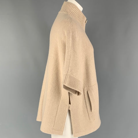 AKRIS Size 8 Oatmeal Textured 3/4 Sleeves Sweater