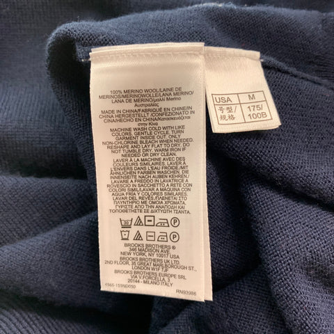 BROOKS BROTHERS Size M Navy Merino Wool Crew-Neck Pullover