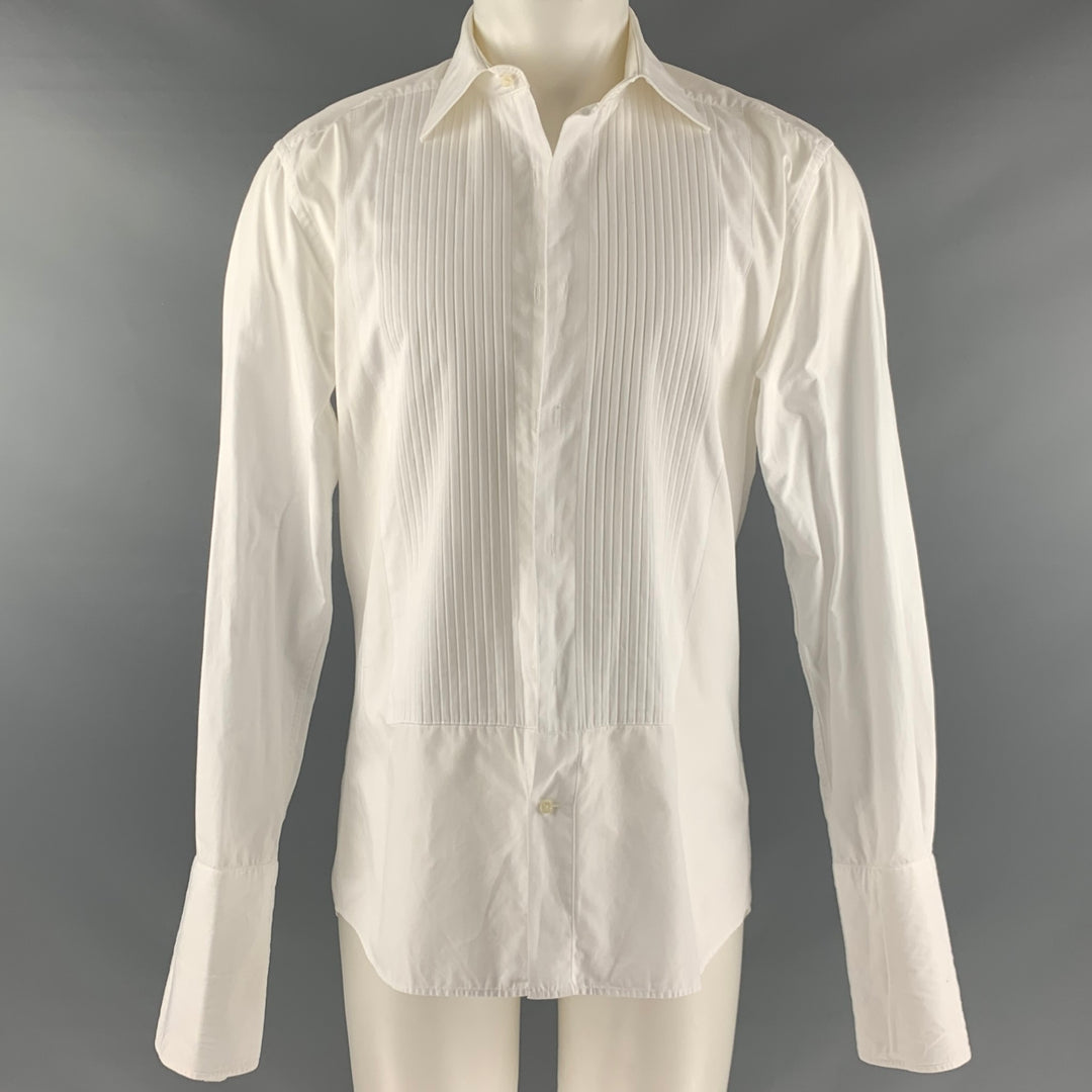 SUITSUPPLY Size M White Cotton Tuxedo Long Sleeve Shirt Sui Generis Designer Consignment SUITSUPPLY Size M White Cotton Tuxedo Long Sleeve Shirt Sui Generis Designer Consignment