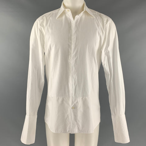 SUITSUPPLY Taille M Chemise de smoking en coton blanc à manches longues