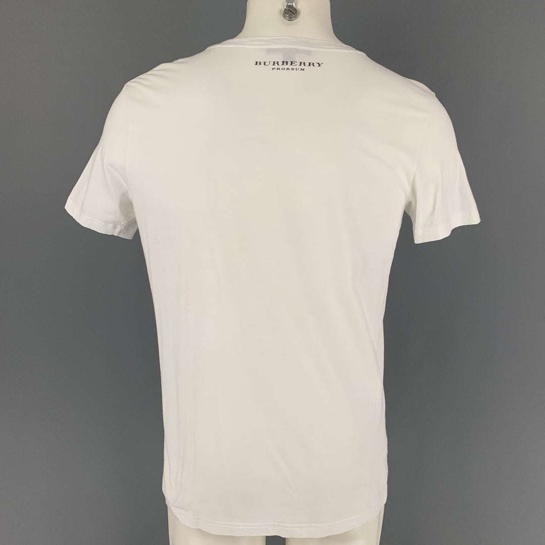 BURBERRY PRORSUM SS 11 Size M White Graphic Cotton Crew-Neck T-shirt