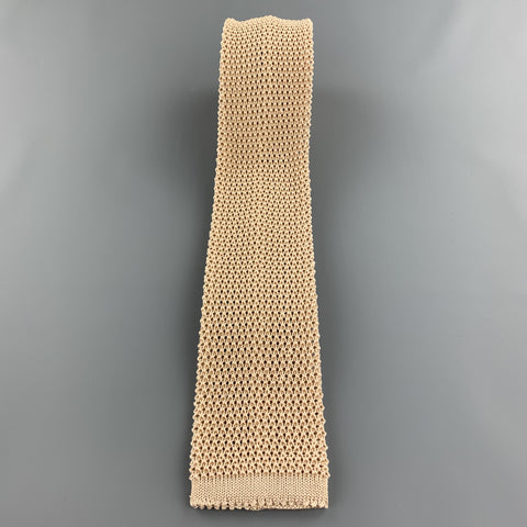 LOCK & CO LONDON Kahki Beige Silk Textured Knit Tie