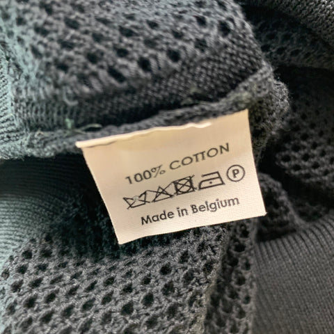 DRIES VAN NOTEN Size M Black Mesh Cotton Buttoned Polo