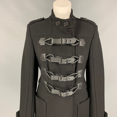 BURBERRY PRORSUM Talla 10 Abrigo militar con cierre de lona de algodón y nailon negro
