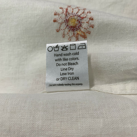 CORRIDOR Size L White Orange Linen / Cotton Short Sleeve Shirt
