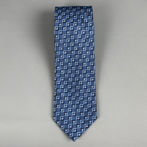 ERMENEGILDO ZEGNA Navy Blue Checkered Silk Tie
