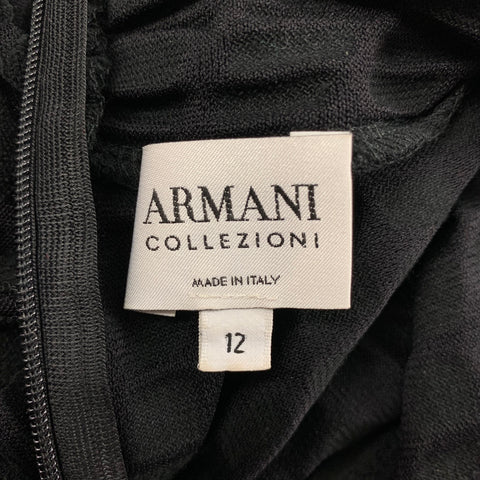 ARMANI COLLEZIONI Size 12 Black Cotton Polyamide Turtleneck Top