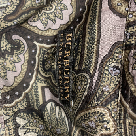 BURBERRY PRORSUM by Christopher Bailey Fall 2008 Size L Multi-Color Paisley Silk Tuxedo Long Sleeve Shirt