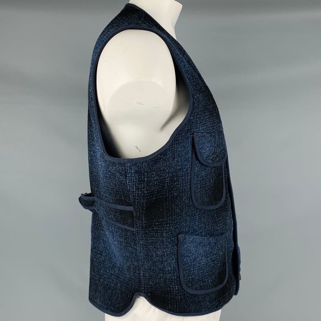 RRL by RALPH LAUREN Size XL Navy Blue Plaid Wool Vest