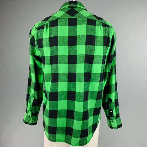 RAG & BONE Size L Green Black Buffalo Plaid Cotton Long Sleeve Shirt