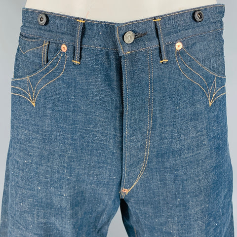 RRL by RALPH LAUREN Size 36 Indigo Contrast Stitch Selvedge Denim Zip Fly Jeans