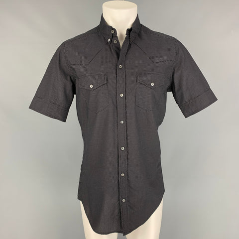 DOLCE & GABBANA Siclia Size M Black White Dots Cotton Short Sleeve Shirt