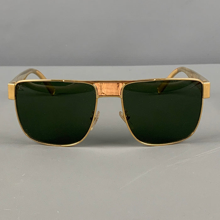 Gafas de sol LOUIS VUITTON de metal con vetas de madera en tono dorado