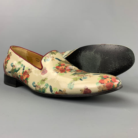 JOHN FLUEVOG Size 12 Multi-Color Floral Patent Leather Slip On Loafers