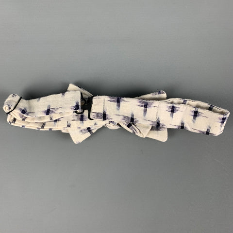 BLADE+BLUE White Navy Print Cotton Bow Tie