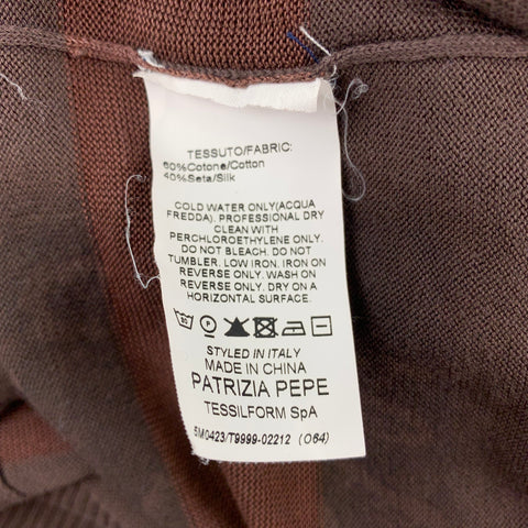 PATRIZIA PEPE Size M Taupe & Brown Ombre Cotton / Silk V-Neck Pullover