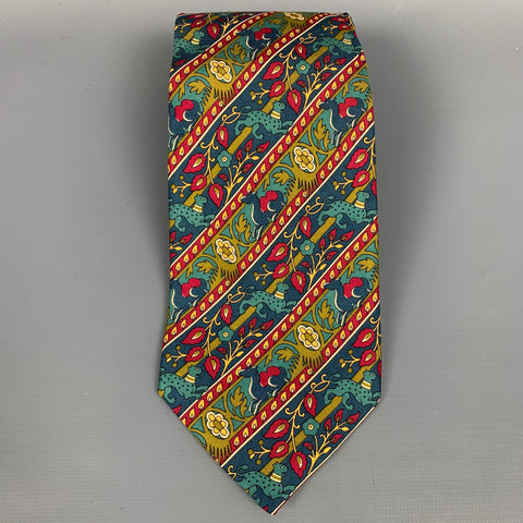 SALVATORE FERRAGAMO Multi-Color Tapestry Silk Tie