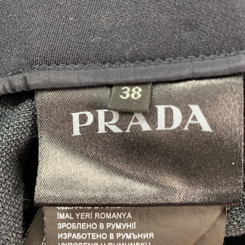 PRADA Pantalon habillé à jambe étroite en mélange de nylon bleu marine taille 2