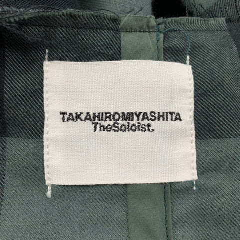 TAKAHIROMOIYASHITA The Soloist Taille L Chemise kimono en coton mélangé à carreaux gris noir