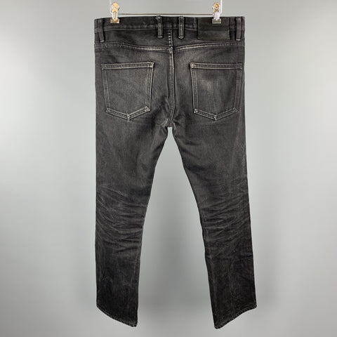 3SIXTEEN Size 32 Black Washed Distressed Raw Selvege Jeans