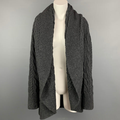 RALPH LAUREN Black Label Taille L Cardigan ouvert en laine / cachemire anthracite